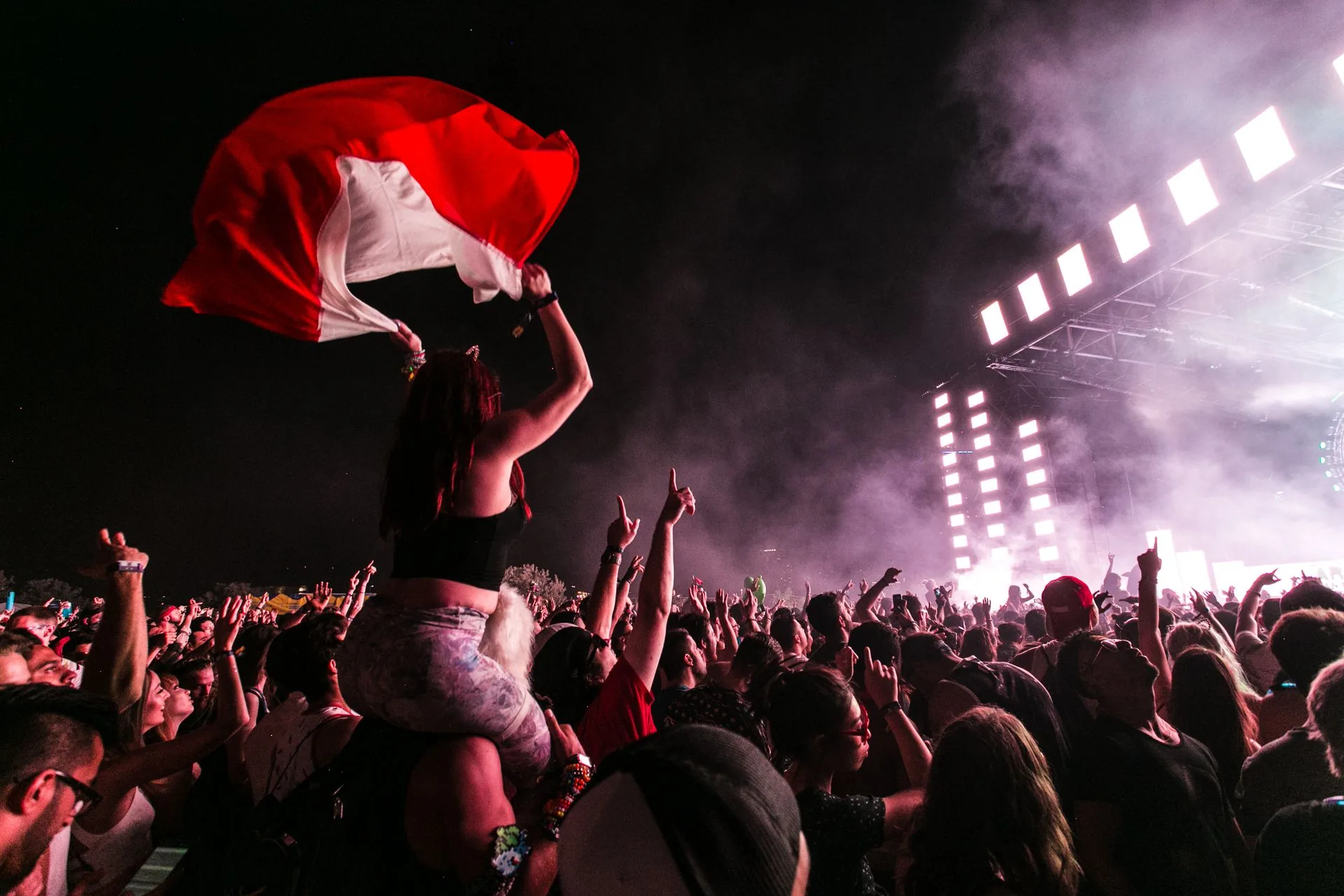 The crowd, at night